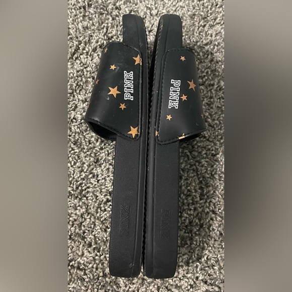 Rare Victoria’s Secret Pink Gold Star Slides Shoes Medium 8-9 - Picture 3 of 7